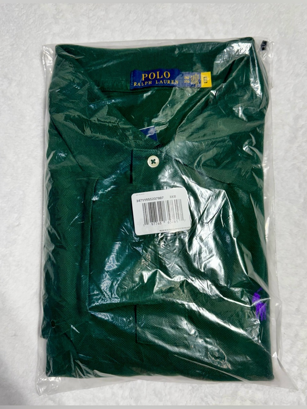 Polo Ralph Lauren Big 3X Green Solid Cotton Logo Short Sleeve